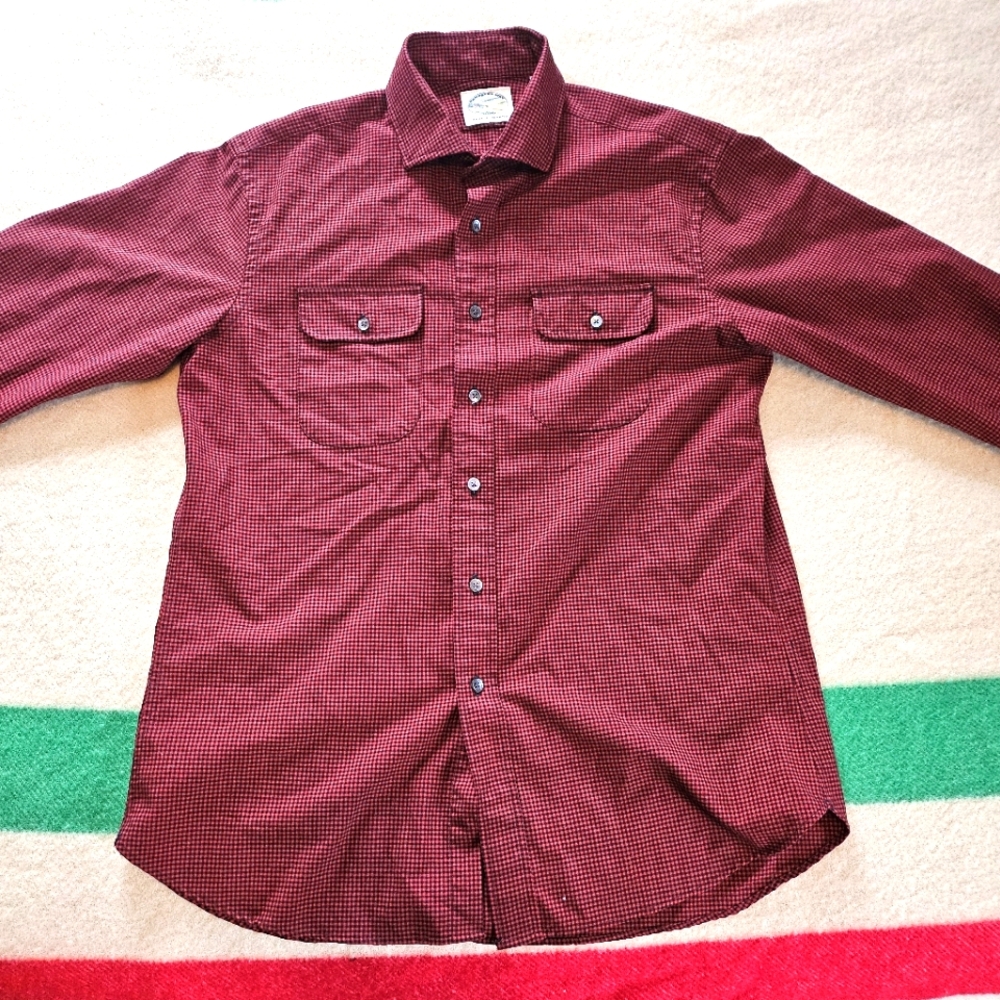​Ramblers Way 100% Wool Shirt L - Red Black Check - Made in USA